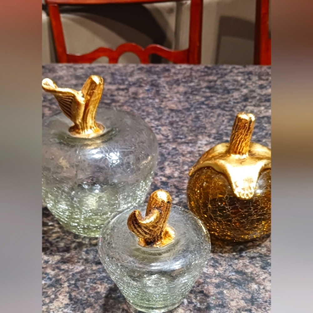 Vintage  cracked glass paper weights. 3.